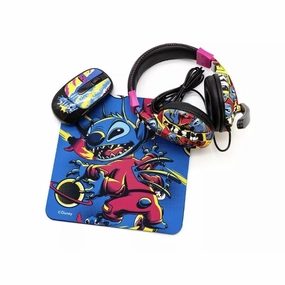Disney Stitch Headset with Microphone, Wireless Mouse and Mouse Pad Tech Bundle