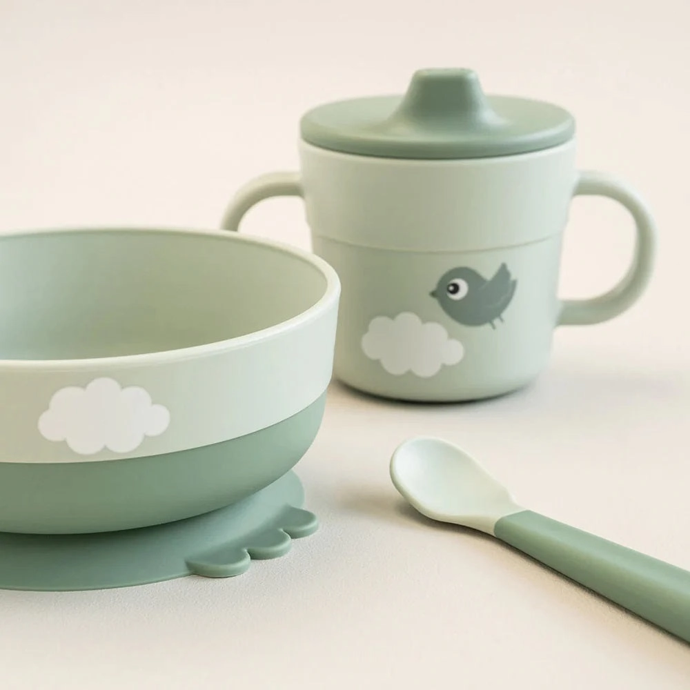Done By Deer Foodie First Meal Set Happy Clouds Green