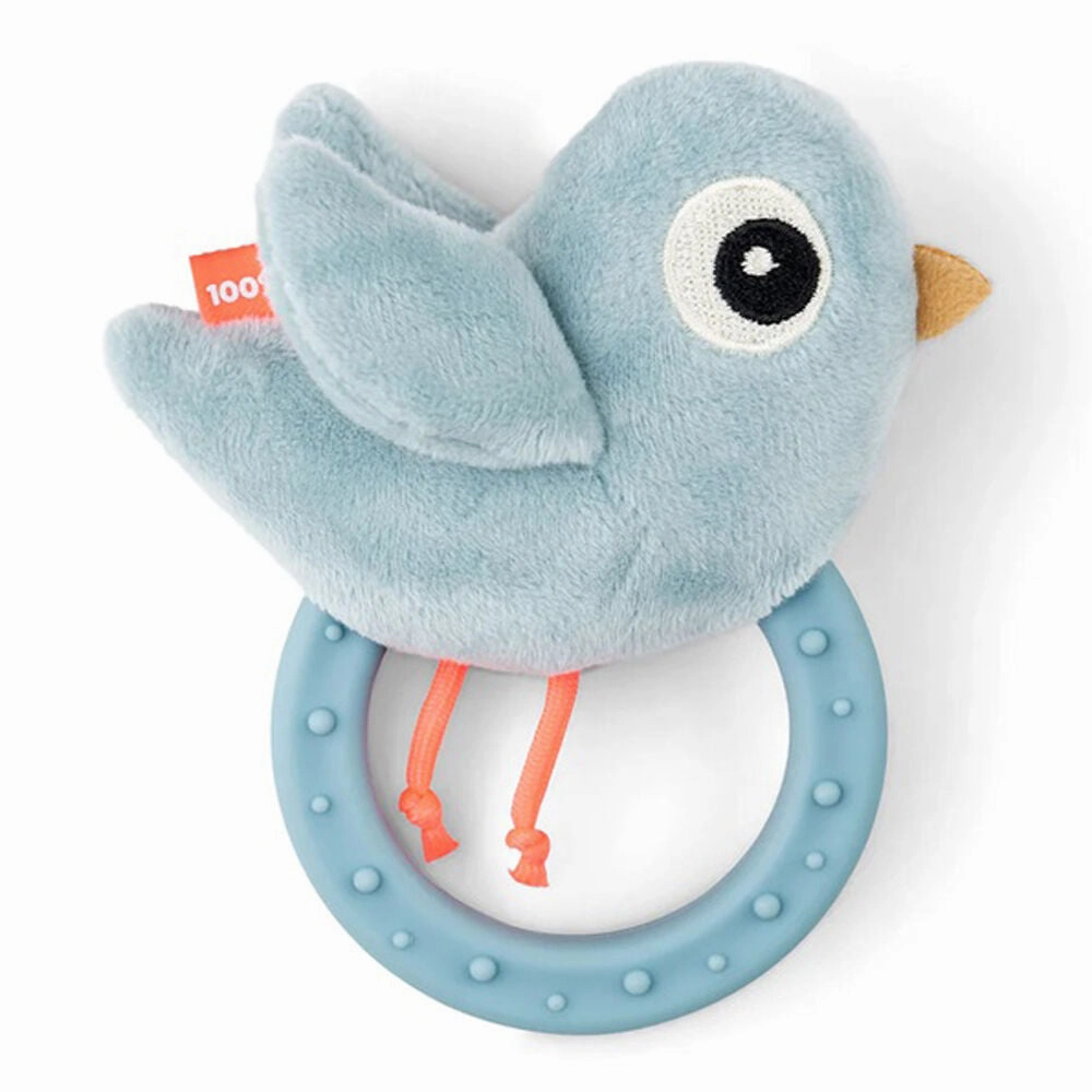 Done By Deer Sensory Rattle W/Teether Birdee Blue