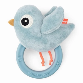 Done By Deer Sensory Rattle W/Teether Birdee Blue