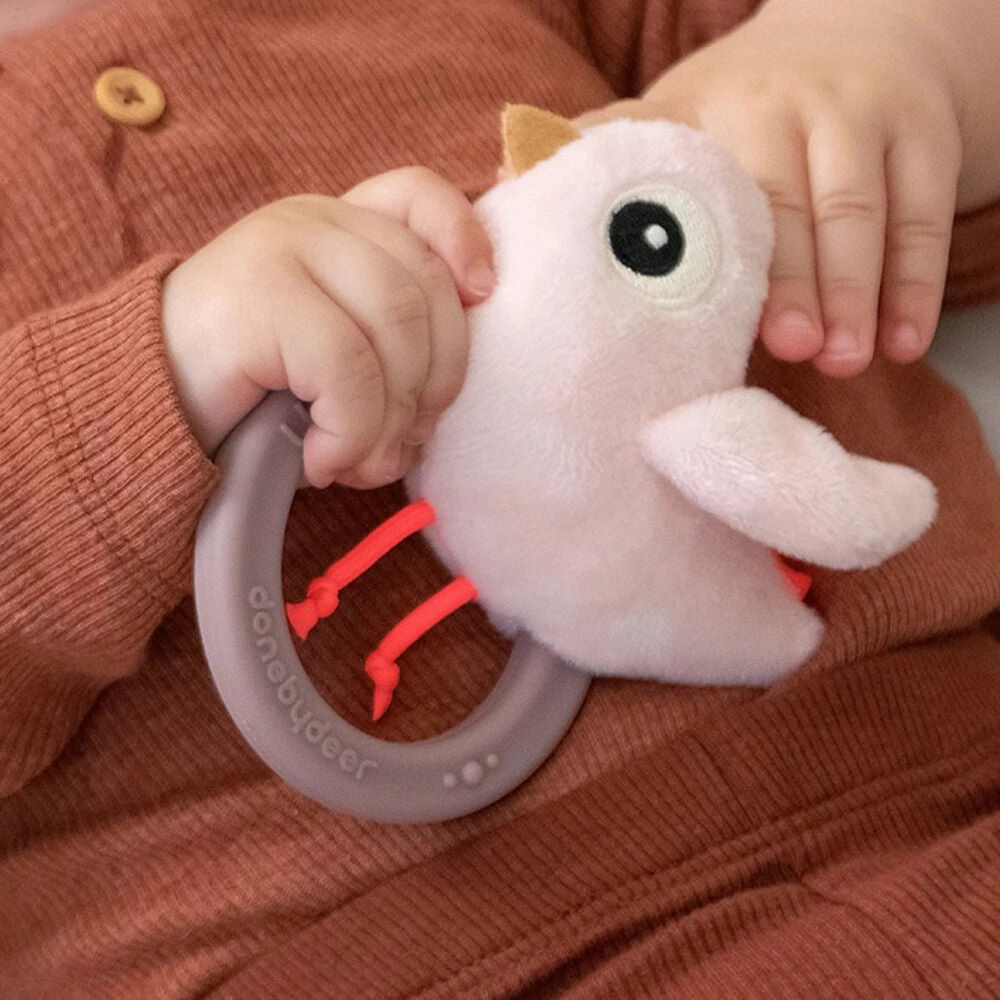 Done By Deer Sensory Rattle W/Teether Birdee Powder