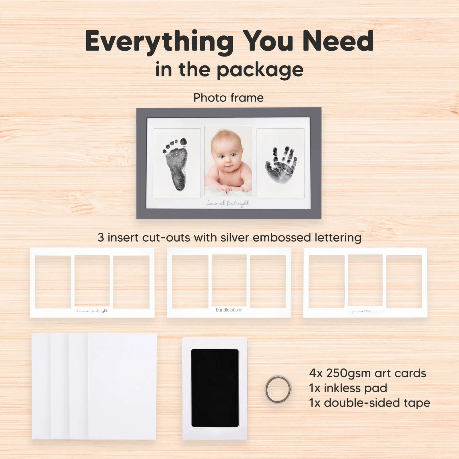 Duo Clean Touch Inkless Hand & Footprint Frame Kit (Gunmetal Gray)