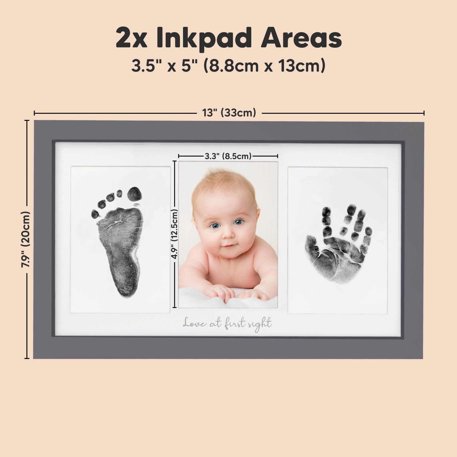 Duo Clean Touch Inkless Hand & Footprint Frame Kit (Gunmetal Gray)