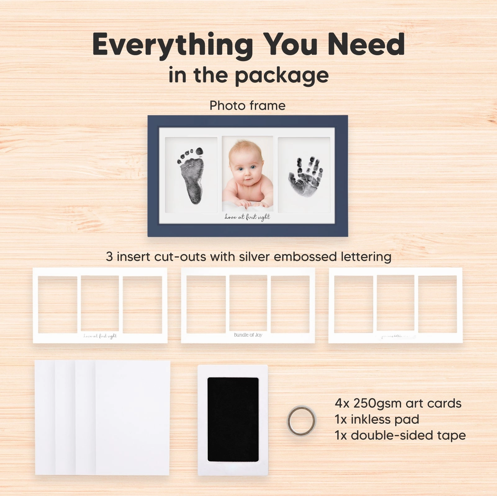 Duo Clean Touch Inkless Hand & Footprint Frame Kit (Midnight Blue)