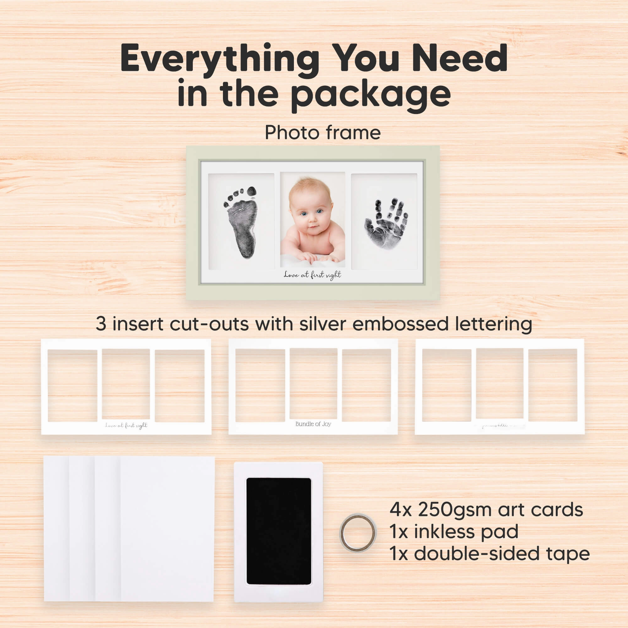 Duo Clean Touch Inkless Hand & Footprint Frame Kit (Sage)