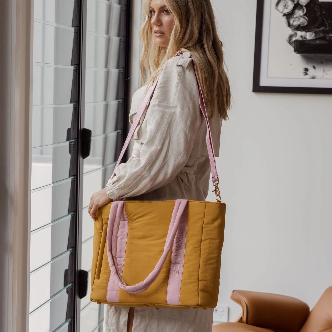 Everyday Tote Bag -- Pink/Mustard