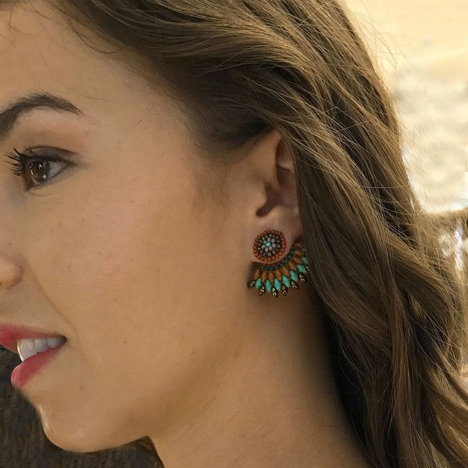 Fan Earrings - Ruby, Guatemala