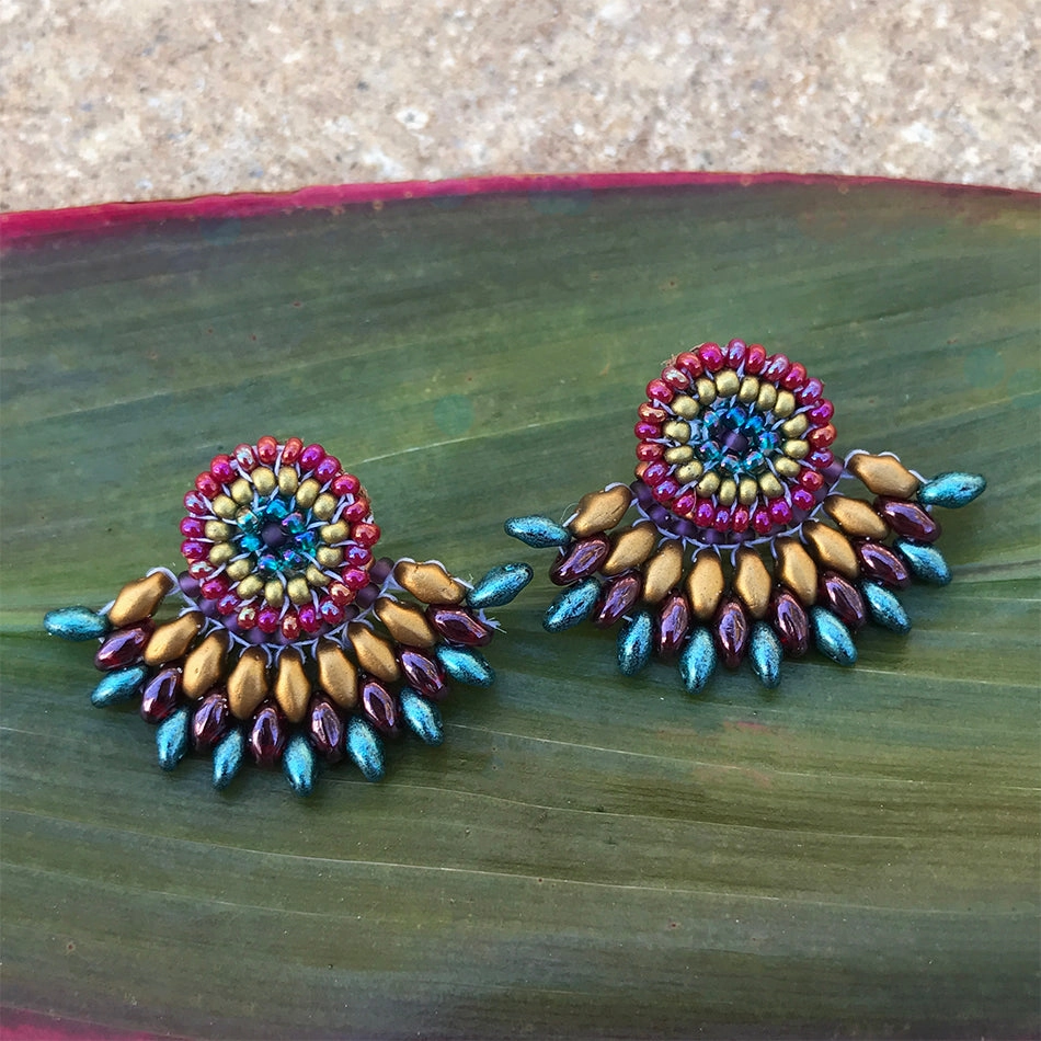 Fan Earrings - Ruby, Guatemala