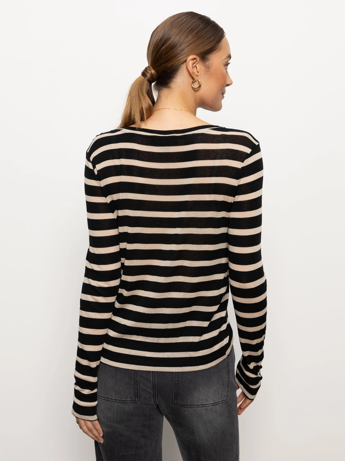 Femme Crew Stripe Tee Oat / Black Stripe