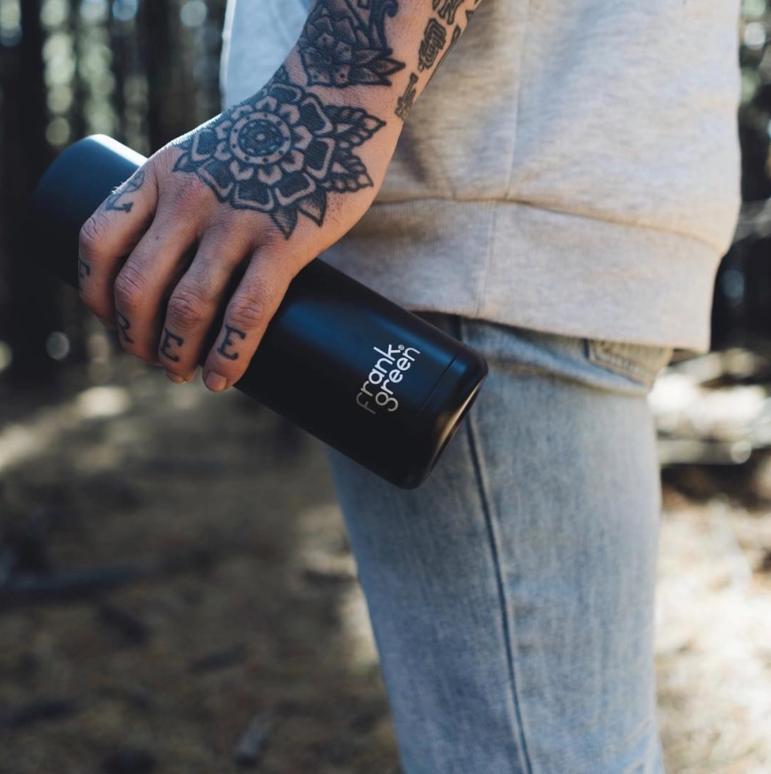 Frank Green 20oz/595ml Reusable Bottle Straw Midnight Black