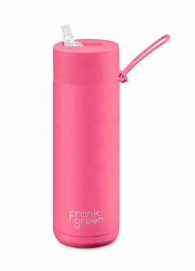 Frank Green 20oz/595ml Reusable Bottle Straw Neon Pink
