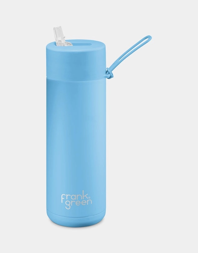 Frank Green 20oz/595ml Reusable Bottle Straw Sky Blue
