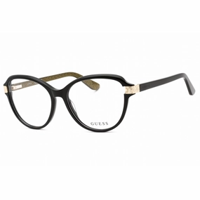 Guess Women's Eyeglasses - Shiny Black Acetate Full Rim Cat Eye Frame | GU2955 001