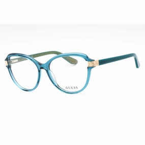 Guess Women's Eyeglasses - Shiny Turquoise Acetate Full Rim Cat Eye Frame | GU2955 087