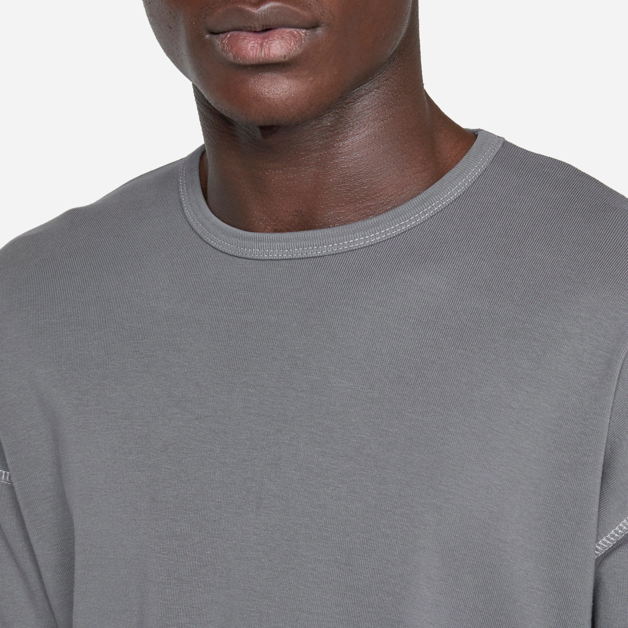 Heavy Rib Knit Longsleeve T-Shirt Grey
