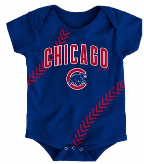 Infant Chicago Cubs Majestic Blue Fan-Atic Baseball Bodysuit
