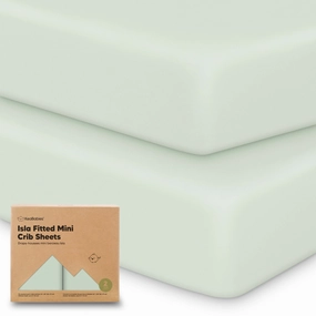 Isla Fitted Mini Crib Sheets (Aloe)