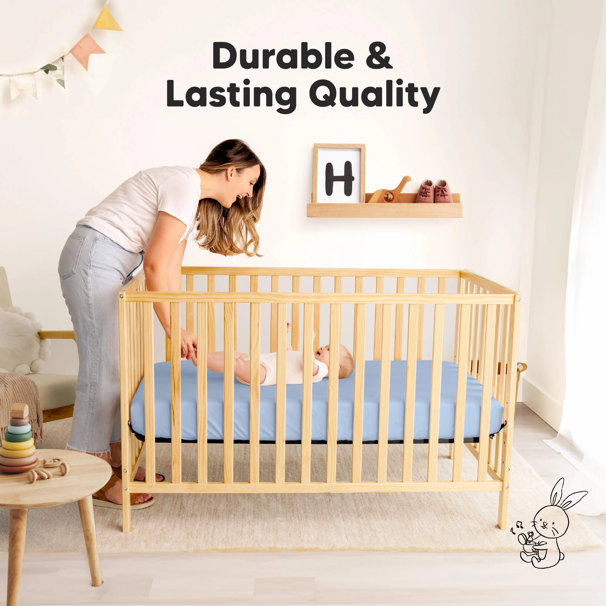 Isla Fitted Mini Crib Sheets (Blue Flax)