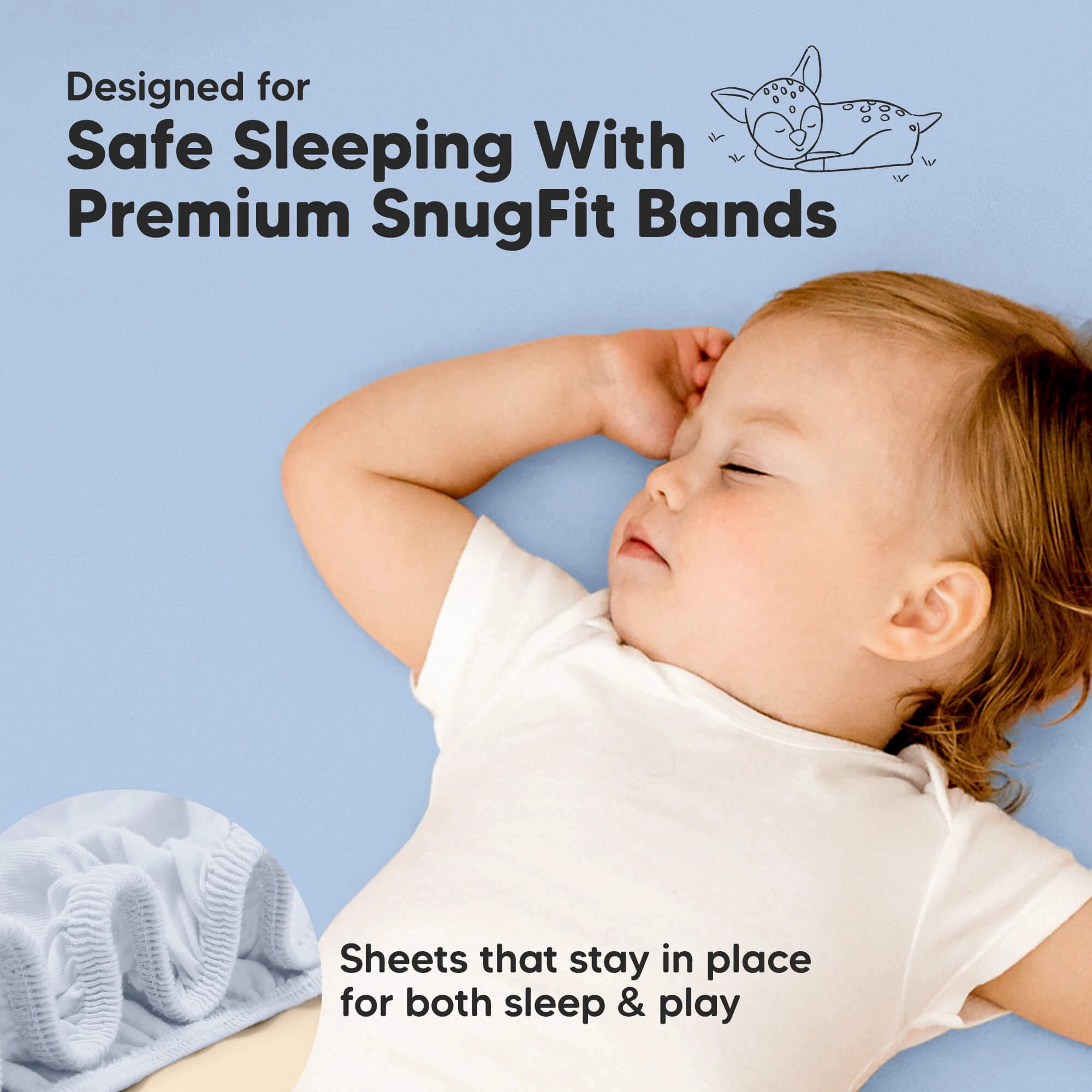 Isla Fitted Mini Crib Sheets (Blue Flax)