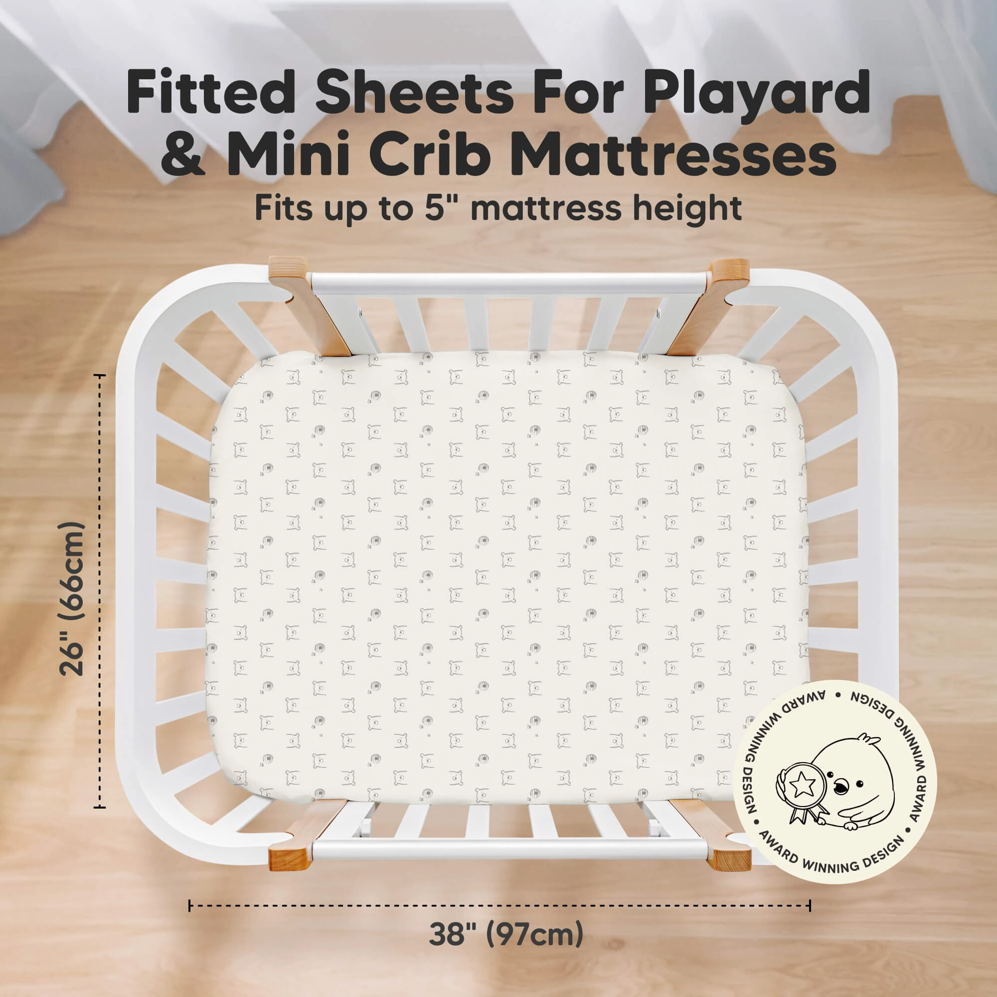 Isla Fitted Mini Crib Sheets (Bumble Bear)