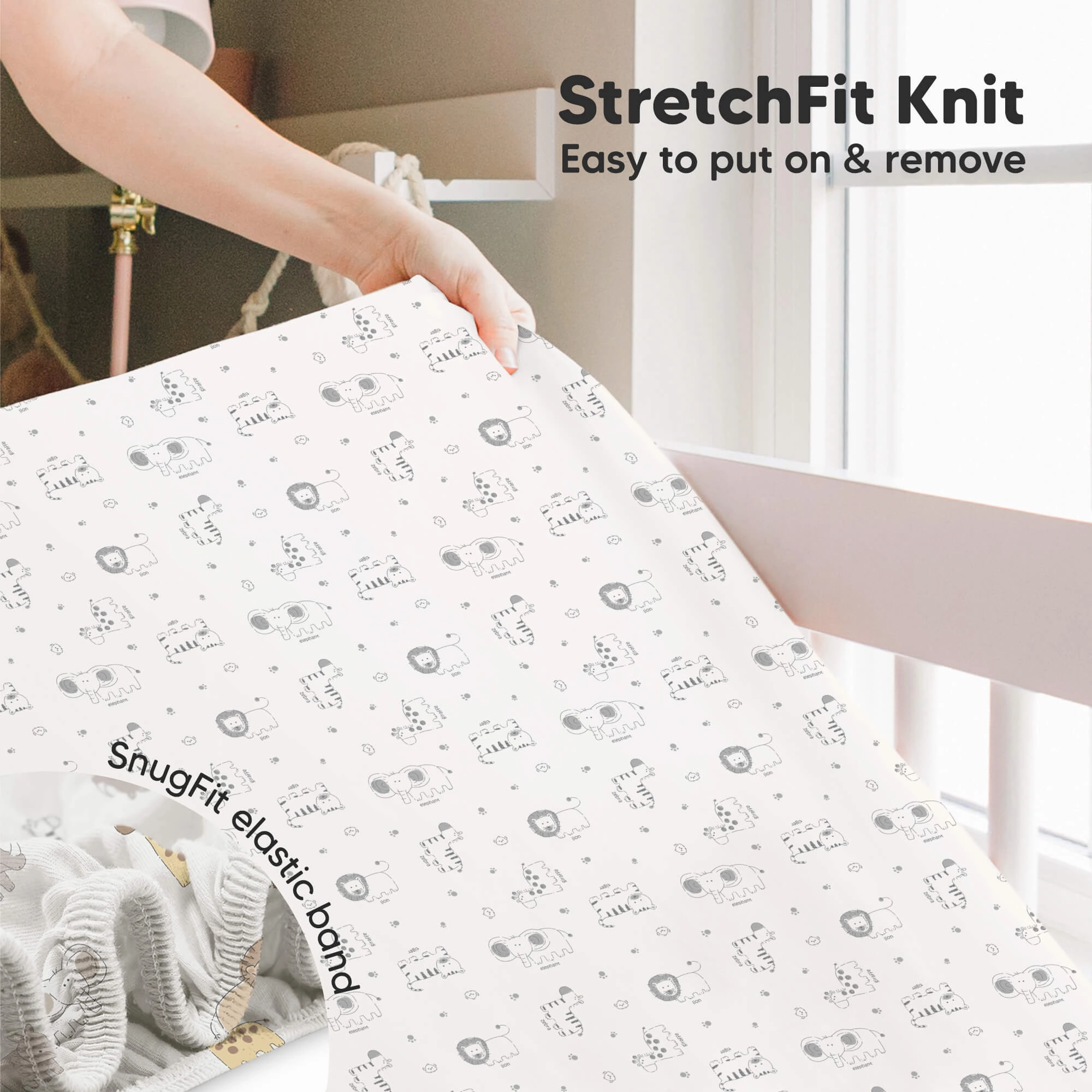 Isla Fitted Mini Crib Sheets (Bumble Bear)