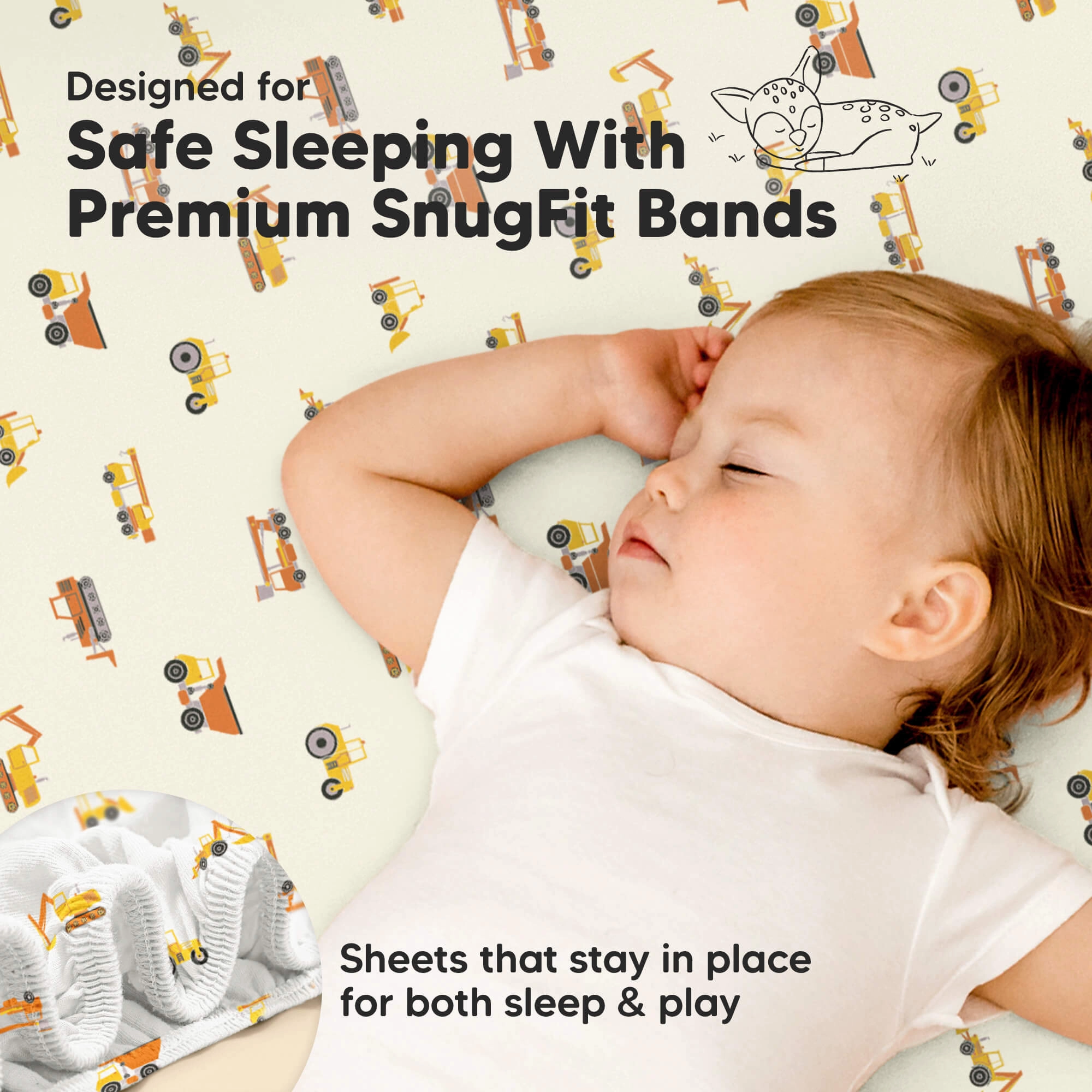 Isla Fitted Mini Crib Sheets (Construction)