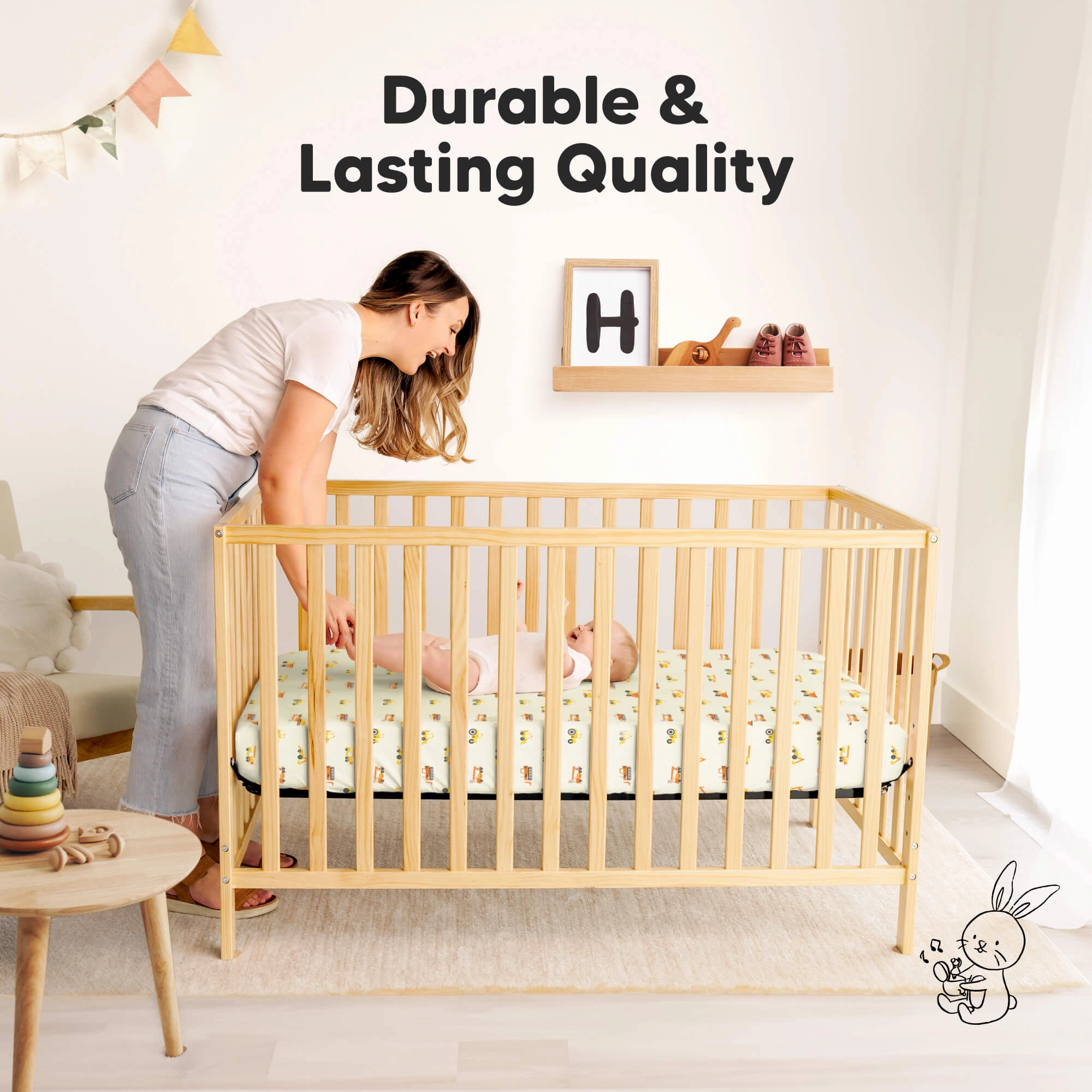 Isla Fitted Mini Crib Sheets (Construction)