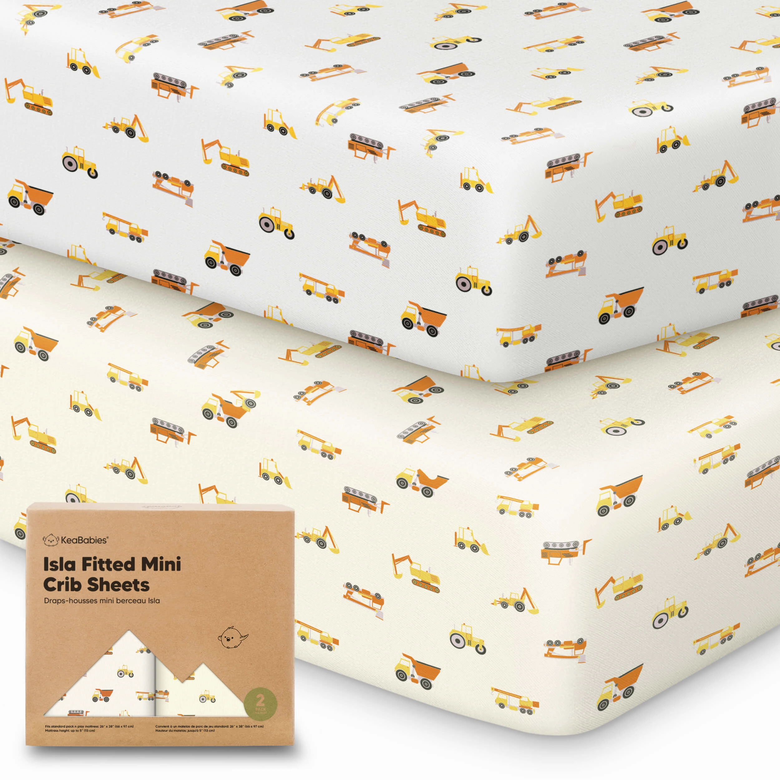 Isla Fitted Mini Crib Sheets (Construction)