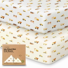 Isla Fitted Mini Crib Sheets (Construction)