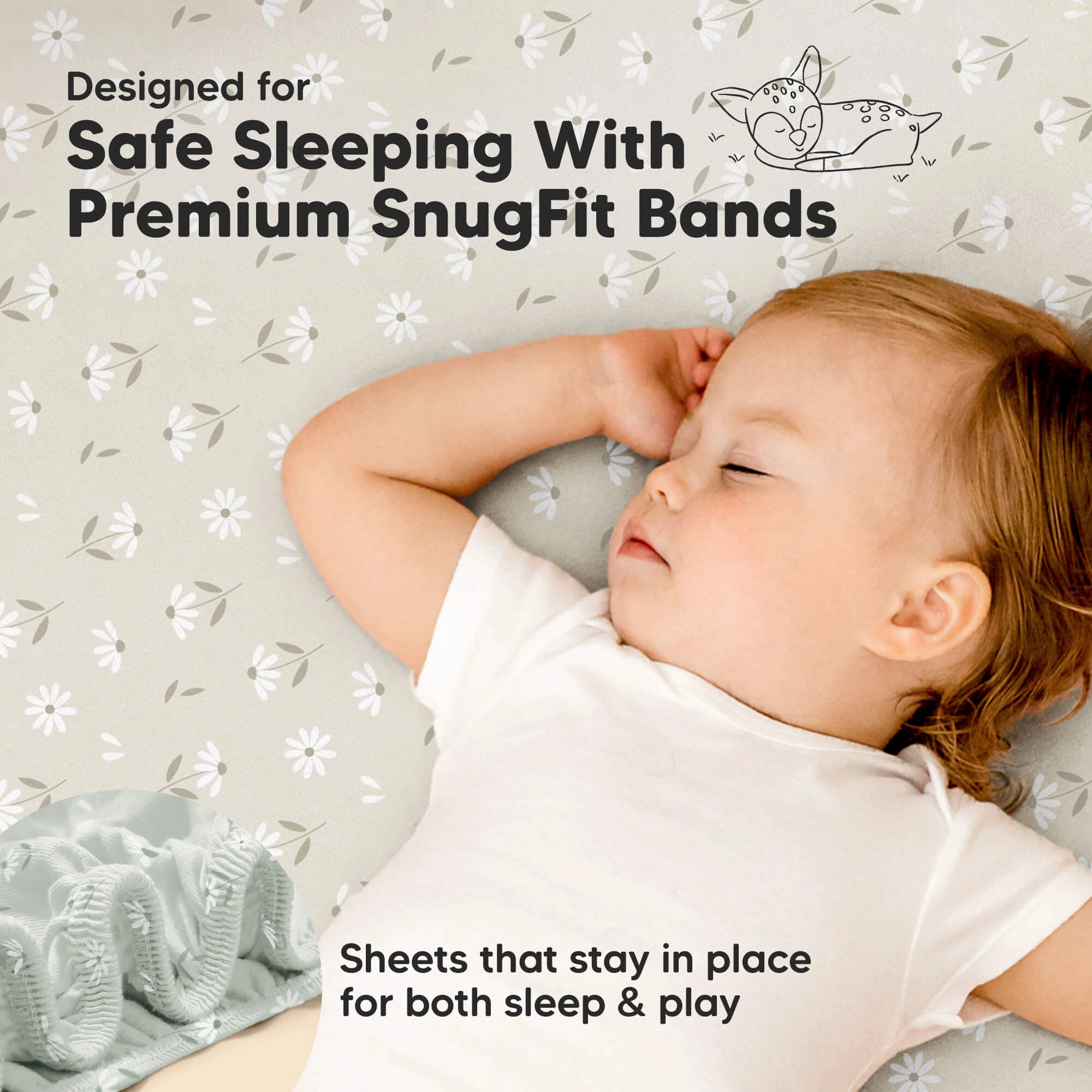 Isla Fitted Mini Crib Sheets (Daisies)