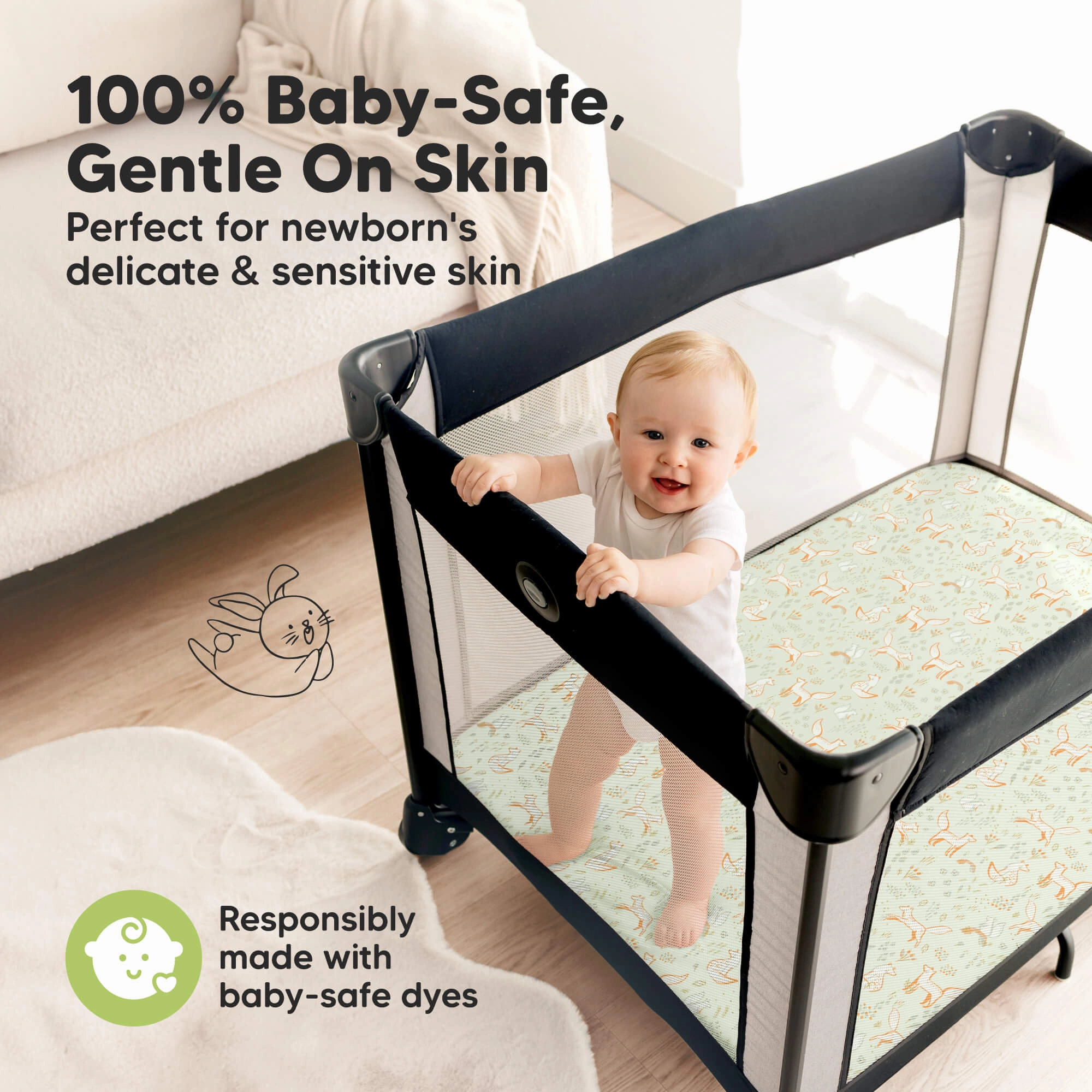 Isla Fitted Mini Crib Sheets (Foxtrot)