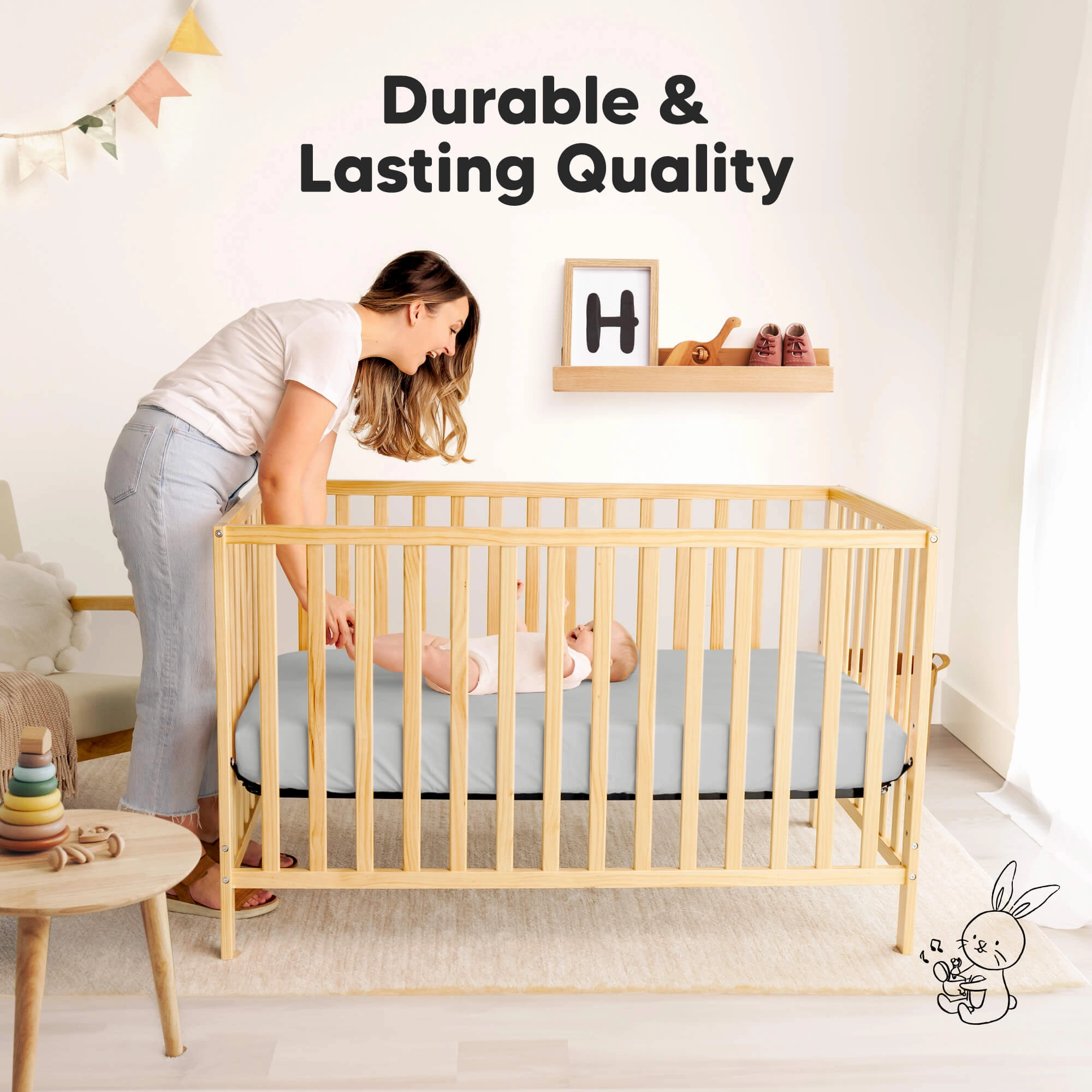 Isla Fitted Mini Crib Sheets (French Gray)