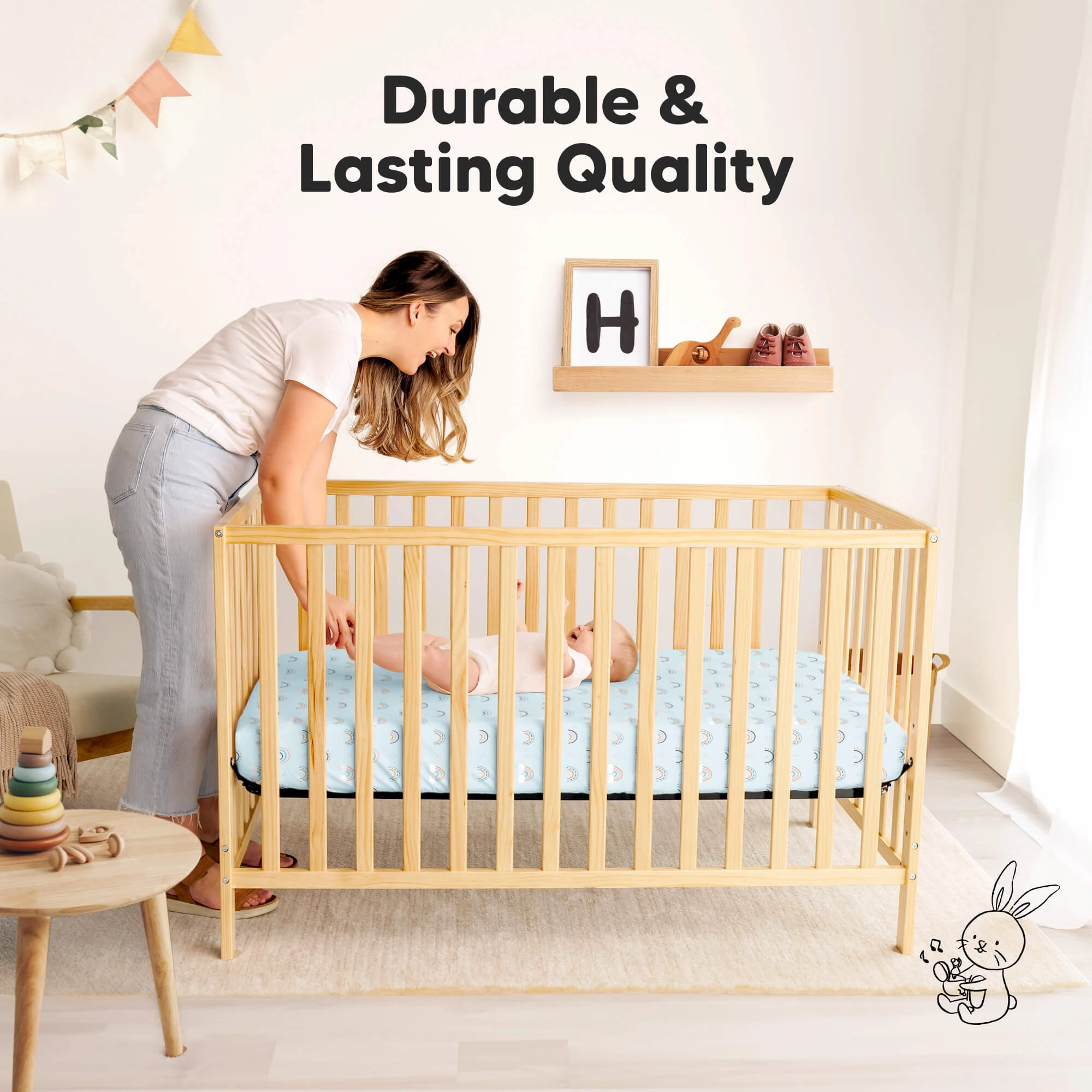 Isla Fitted Mini Crib Sheets (Jolly Rainbow)