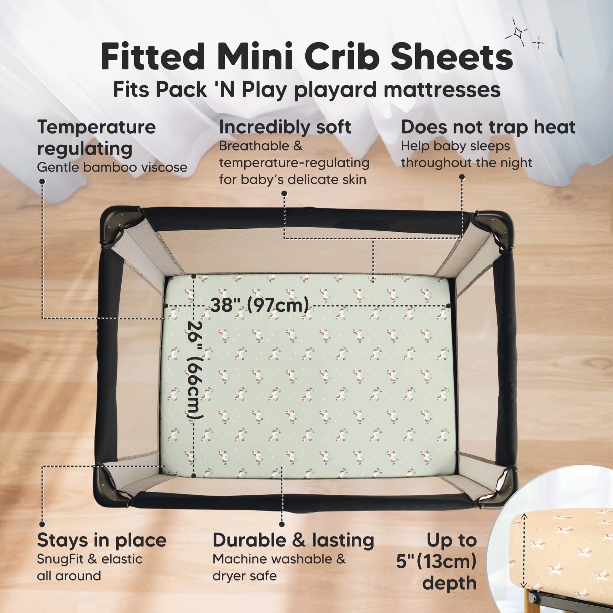 Isla Fitted Mini Crib Sheets (Lune Mystic)
