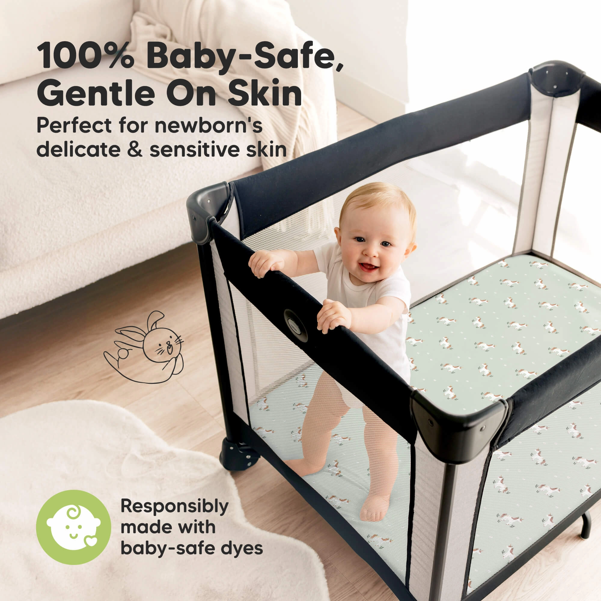 Isla Fitted Mini Crib Sheets (Lune Mystic)