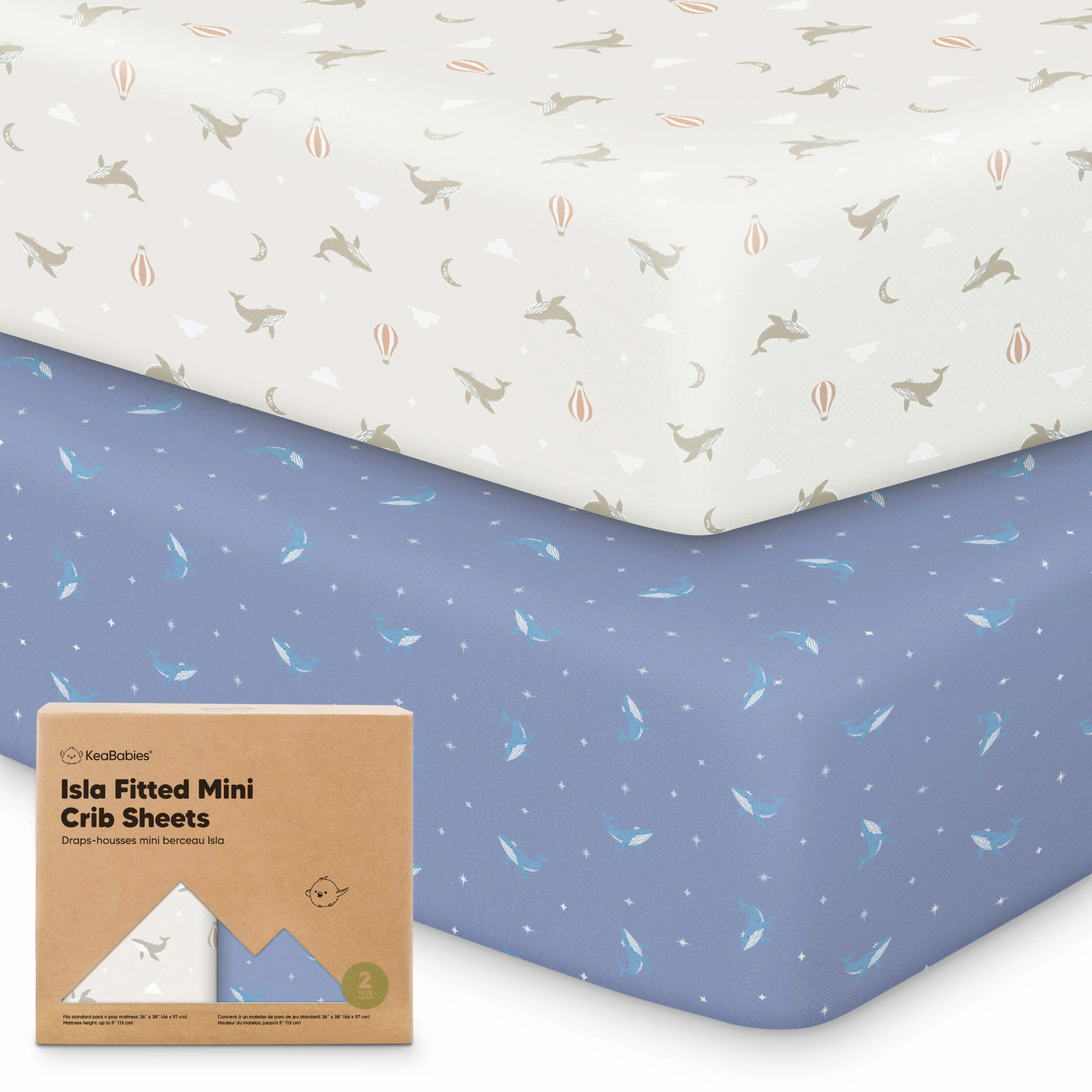 Isla Fitted Mini Crib Sheets (Marine Muse)