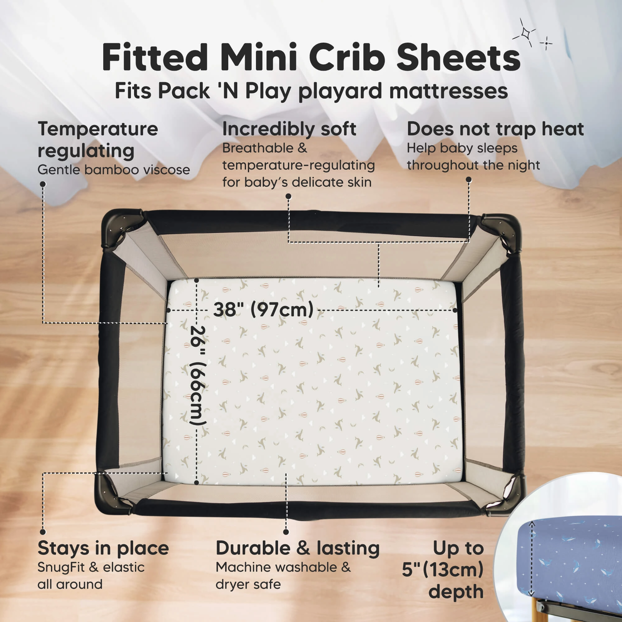Isla Fitted Mini Crib Sheets (Marine Muse)