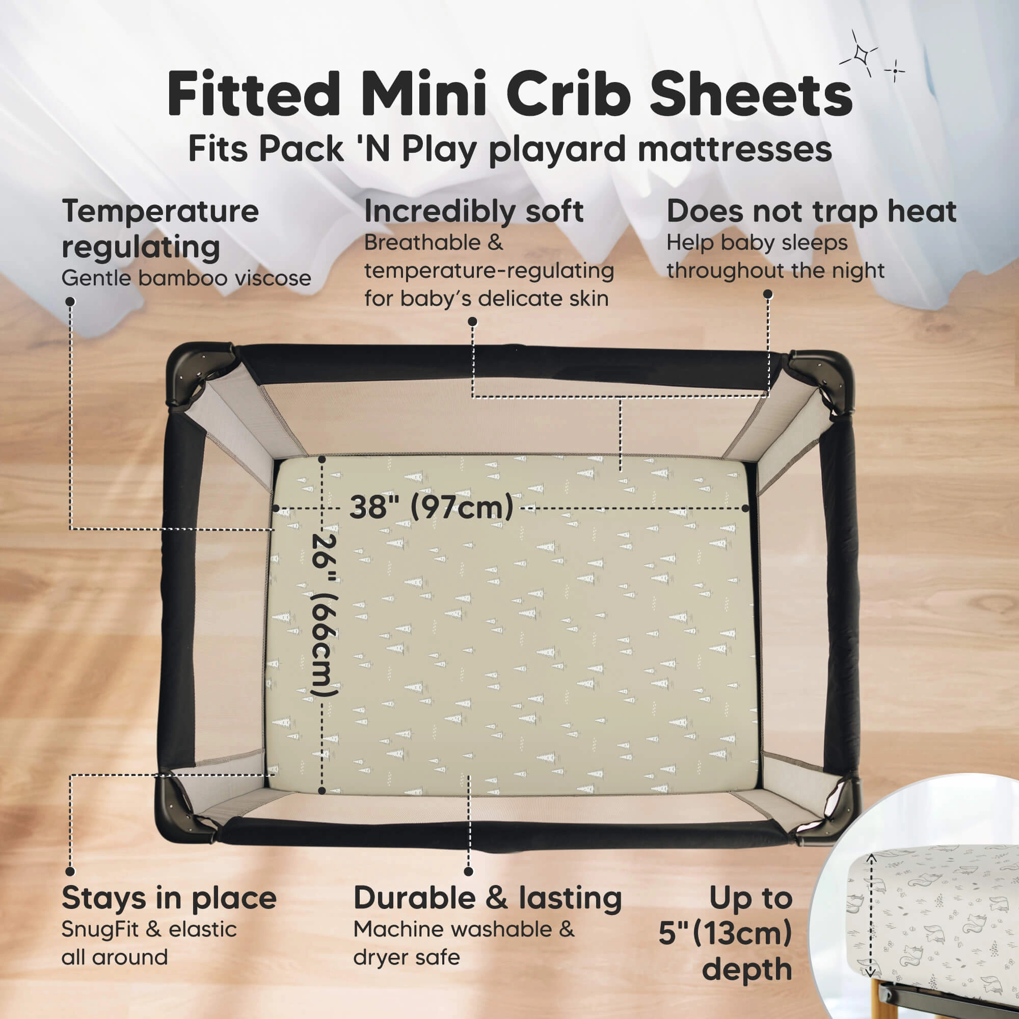 Isla Fitted Mini Crib Sheets (Pine Grove)