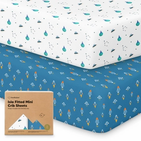Isla Fitted Mini Crib Sheets (Space Quest)