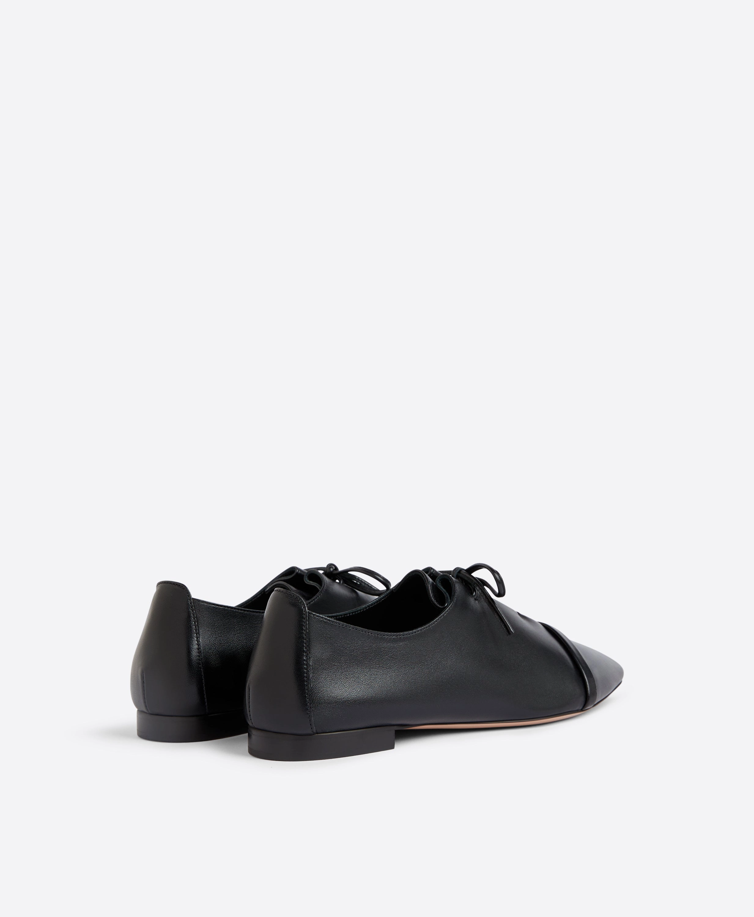 Jean Black Leather Flats