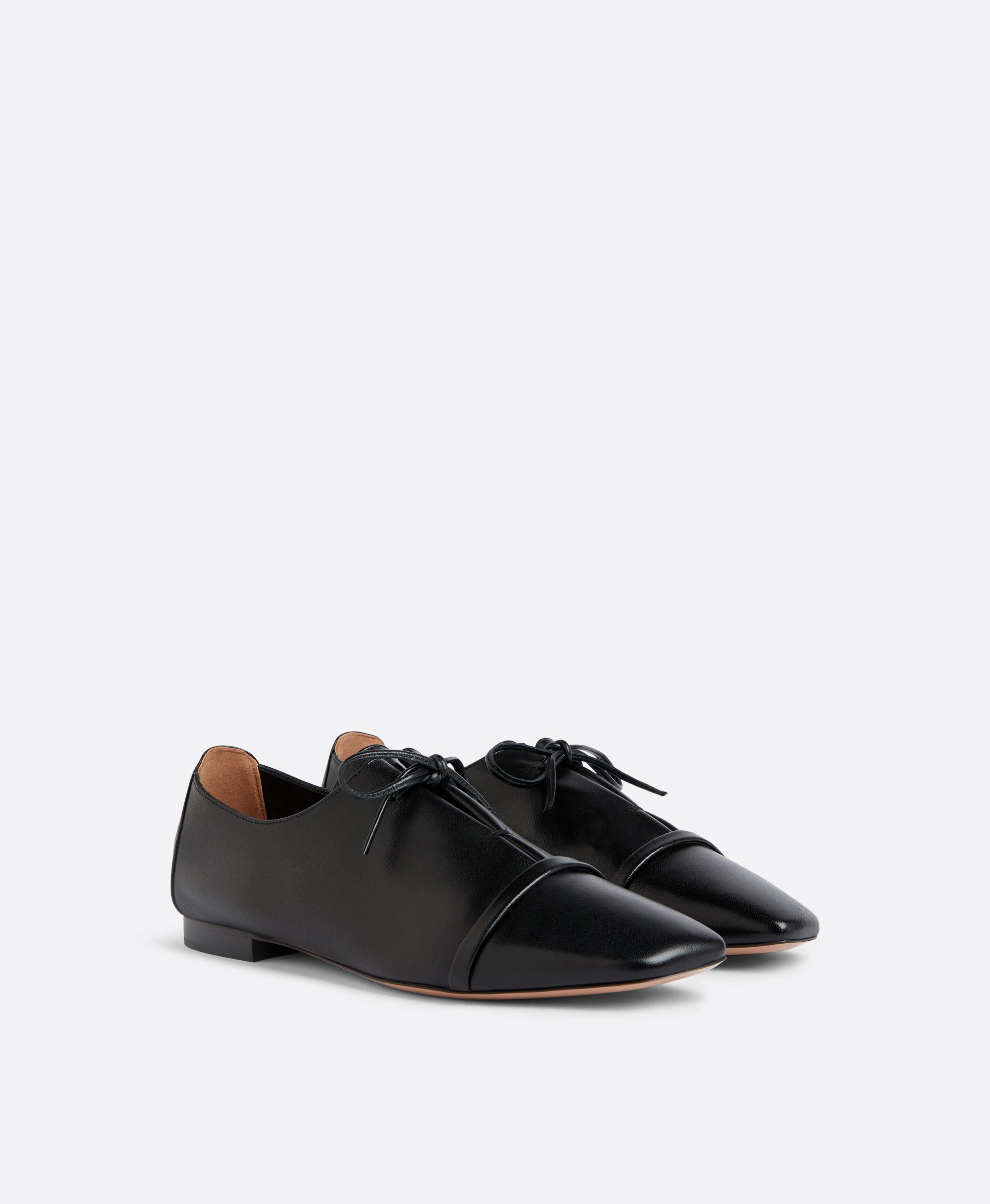 Jean Black Leather Flats