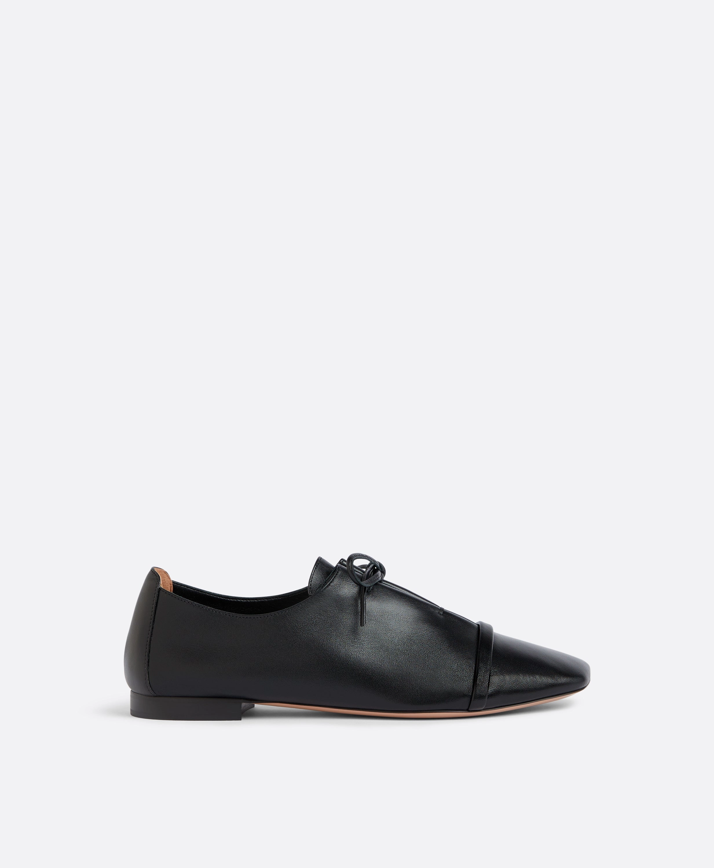 Jean Black Leather Flats
