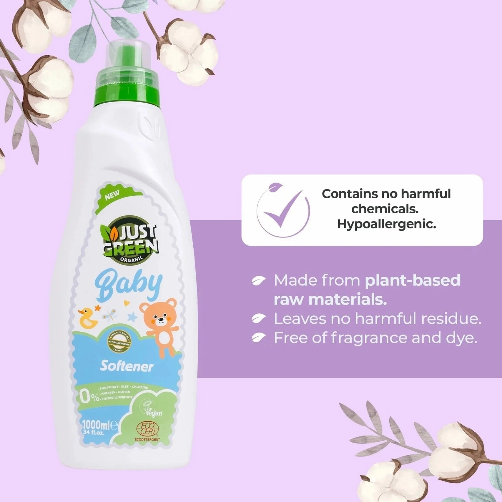 Just Green Organic Baby Laundry Softener 1000ml