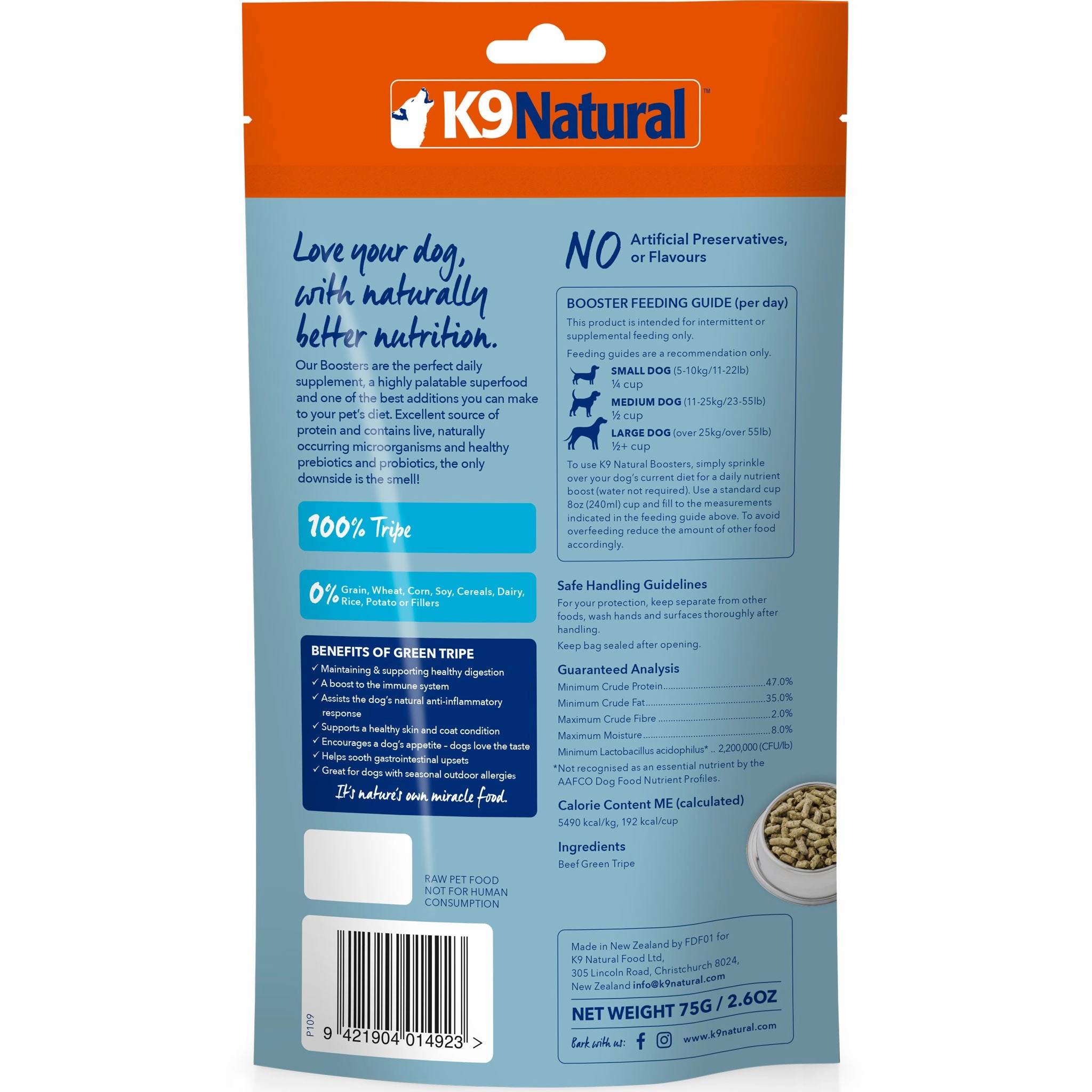 K9 Natural Freeze-Dried Beef Tripe Booster Dog Food Topper - 2.6oz