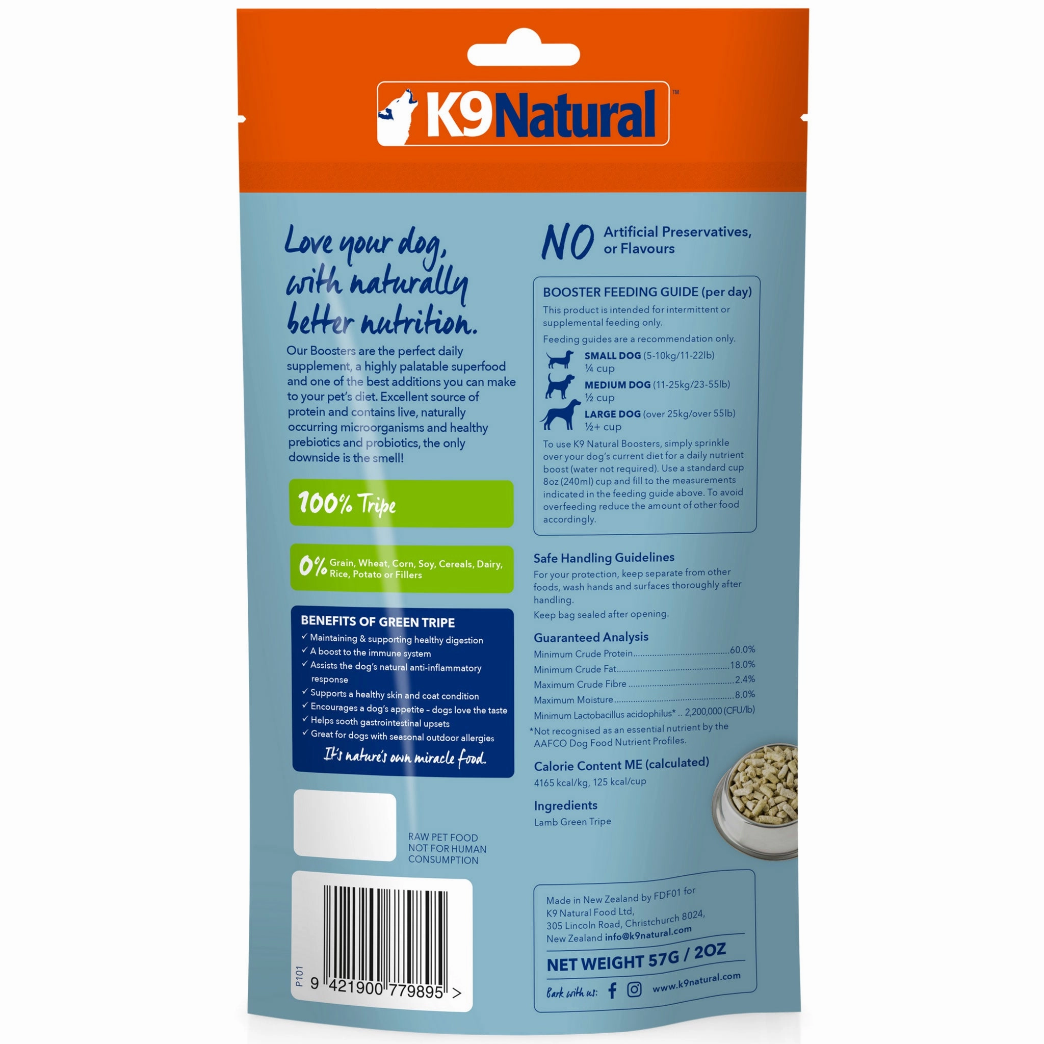 K9 Natural Lamb Green Tripe Freeze-Dried Booster Dog Food Topper - 2oz