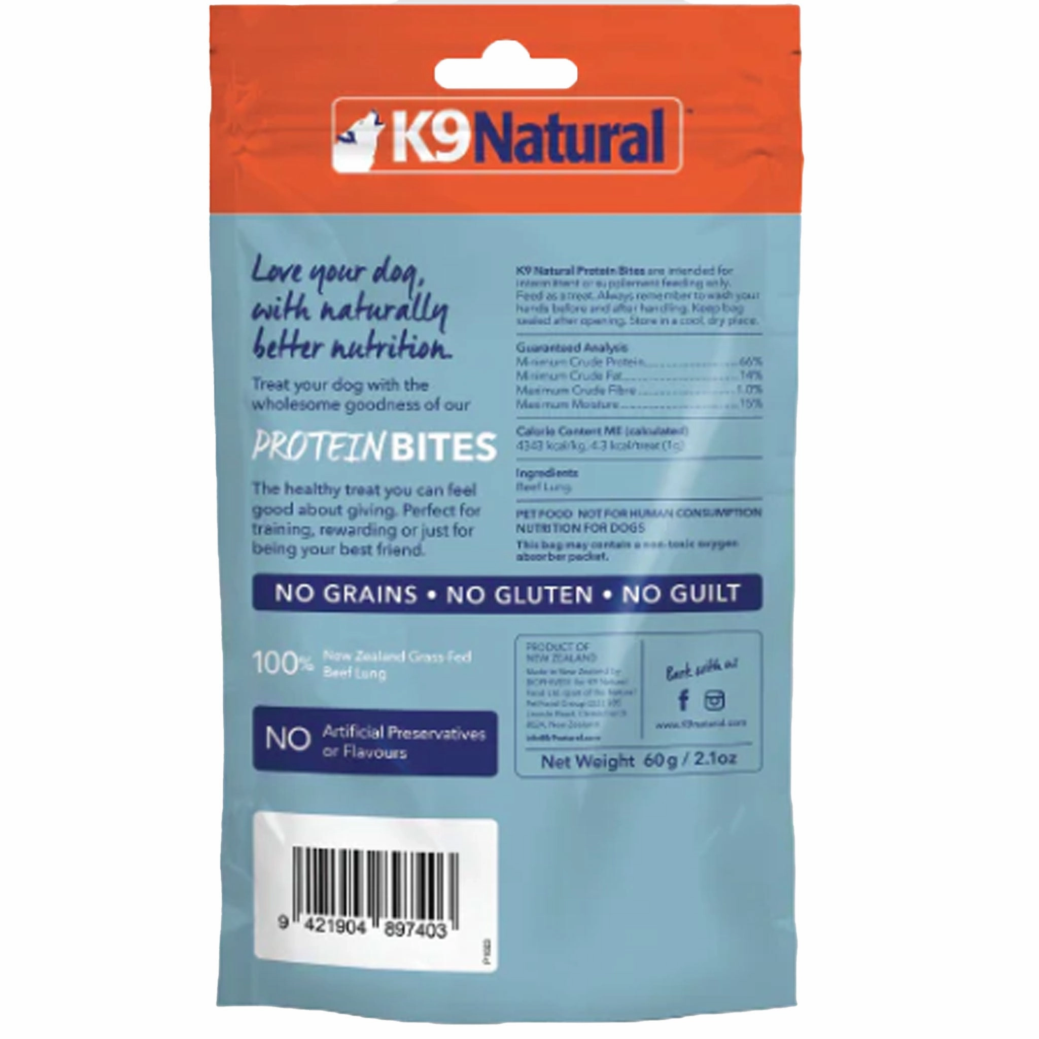 K9 Natural Protein Bites Beef Lung Dog Treats