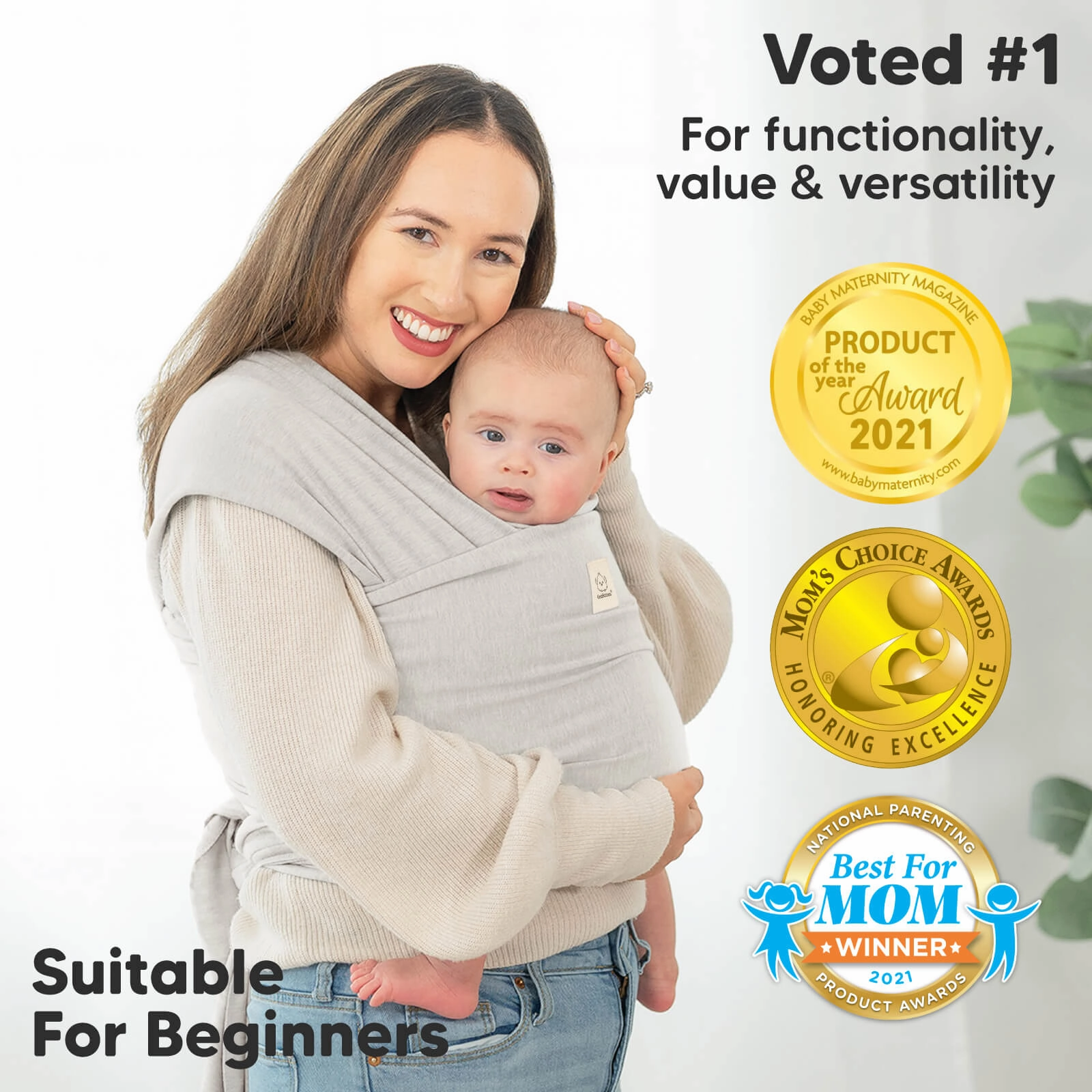 KeaBabies Original Wrap Carrier (Rhino Gray)
