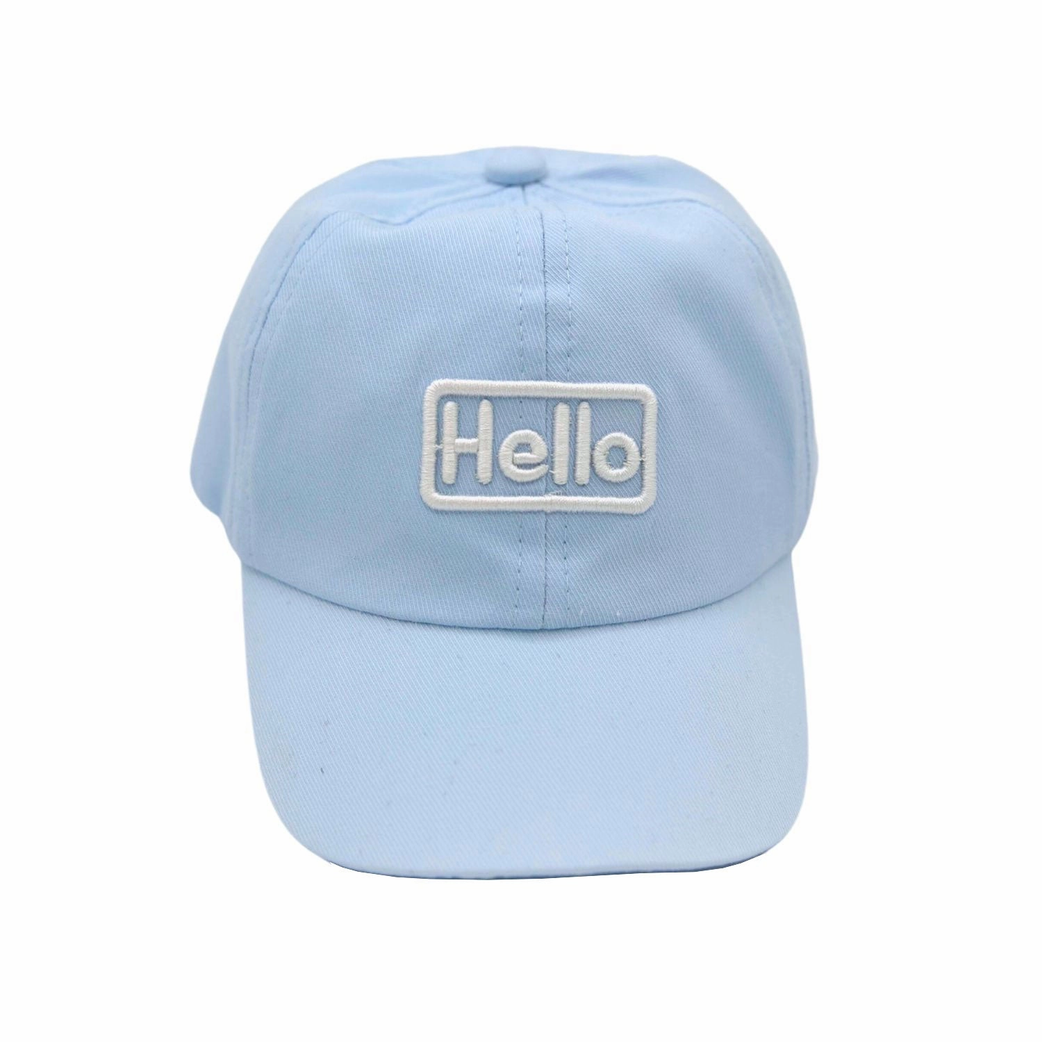 Kids Embroidered Baseball Cap - Hello - Light Blue