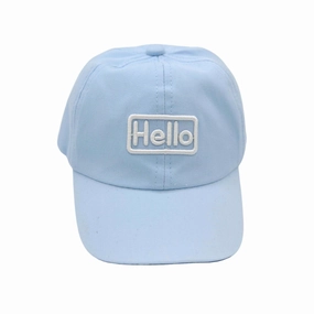 Kids Embroidered Baseball Cap - Hello - Light Blue