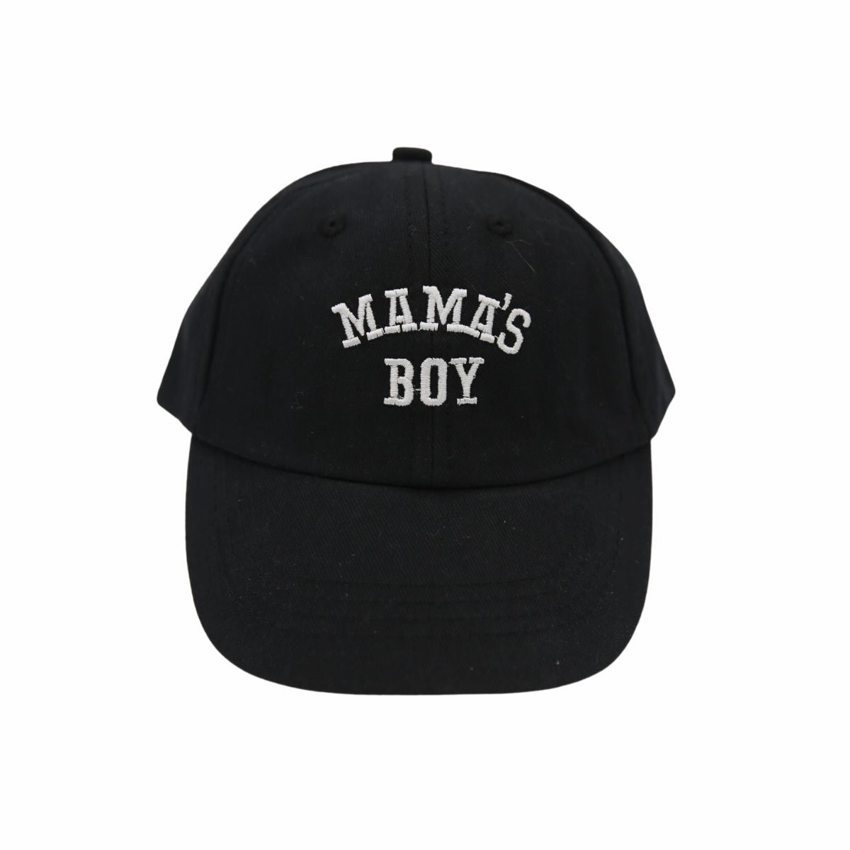 Kids Embroidered Baseball Cap - Mama's Boy - Black